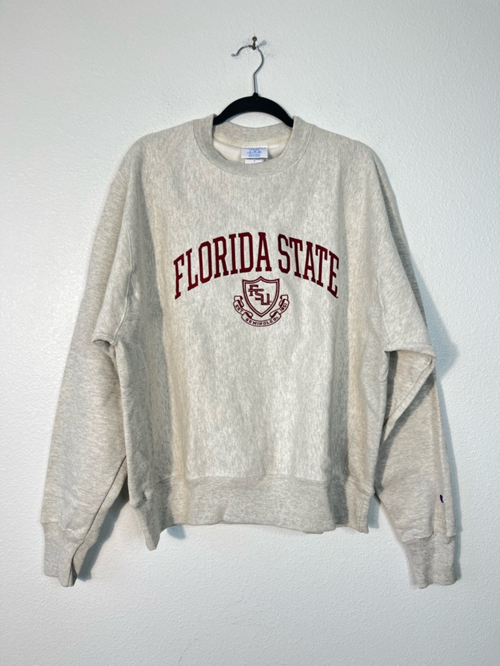Florida State Seminoles Champion Gray LS Crew Neck Sweatshirt Large NEW